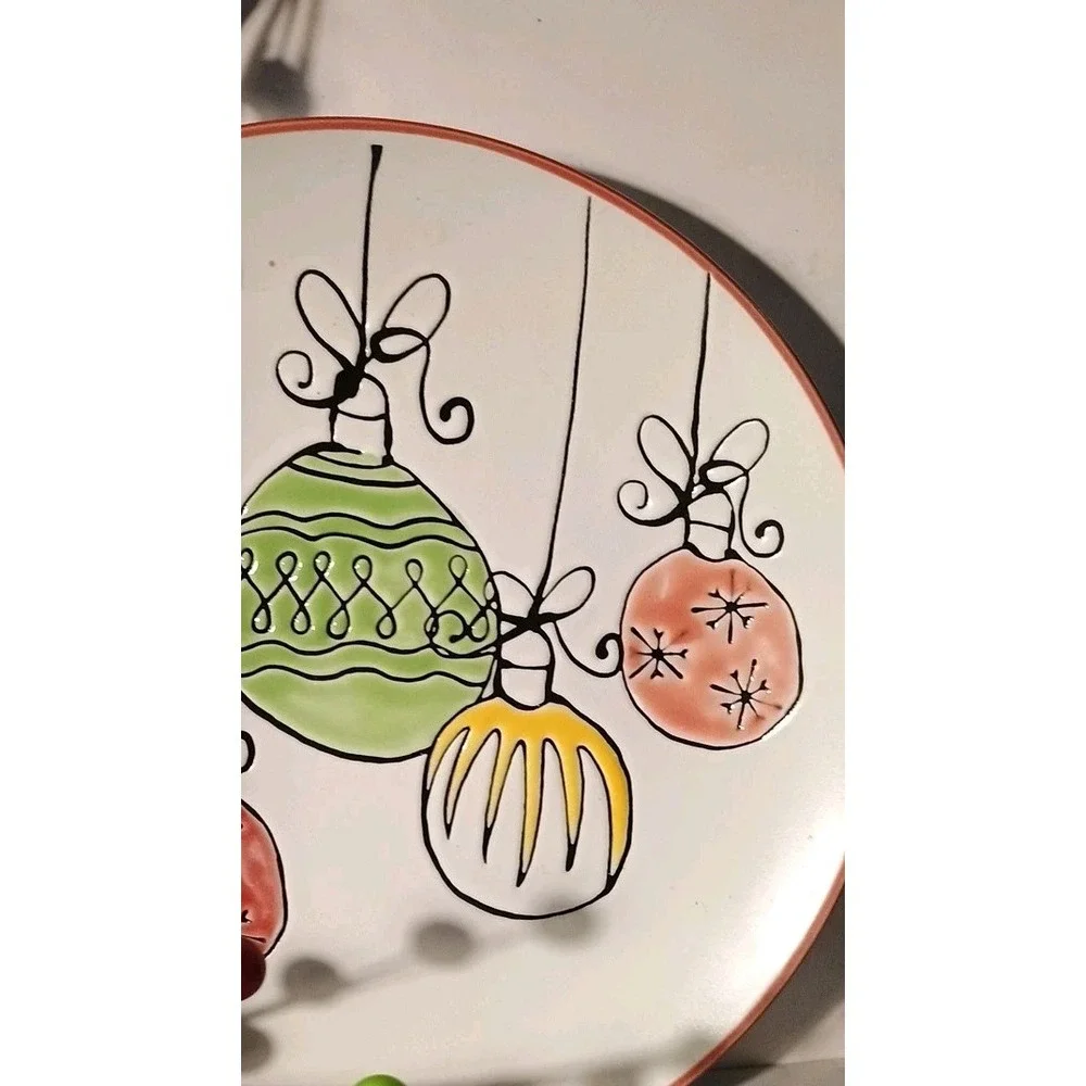 New HOMESTYLEZ  2019 Christmas Ornament  Holiday Plate & Pitcher Retro‎ Style 8